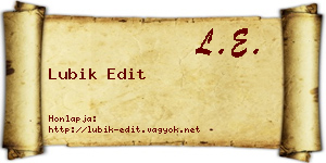 Lubik Edit névjegykártya